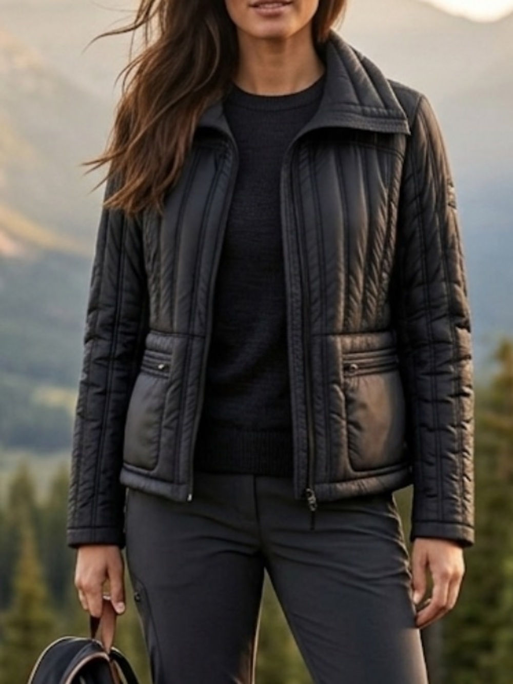 Halifax Traders Women's Down Blend Black Quilted Jacket Size M‎